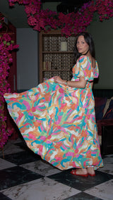 Vestido Largo Fluido Estampado