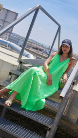 Vestido Largo de Lino Verde Lima