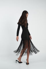 Vestido largo flecos