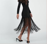 Vestido largo flecos