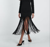 Vestido largo flecos