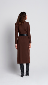 Vestido Cristina chocolate – Roots VISS Madrid, escote pico