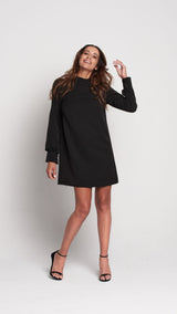 Vestido Macarena negro – Roots VISS Madrid, corte recto