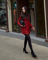 Vestido María rojo – mini con falda abullonada y cuello redondo (VISS Madrid)