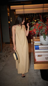 Vestido Largo Fluido Beige