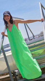 Vestido Largo de Lino Verde Lima