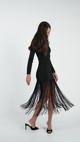 Vestido largo flecos